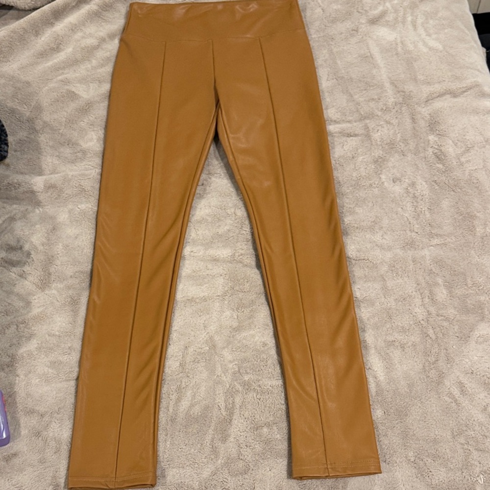 Saks 5th Ave Camel Faux Leather Leggings. New without tags!